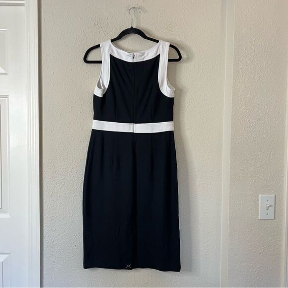 Talbots Ponte Knit Sleeveless Sheath Dress Black and White Size 6 - Picture 7 of 8